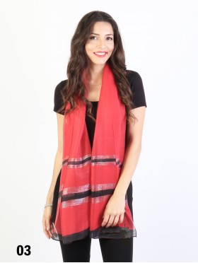 Solid Color Scarf with Wide stripes